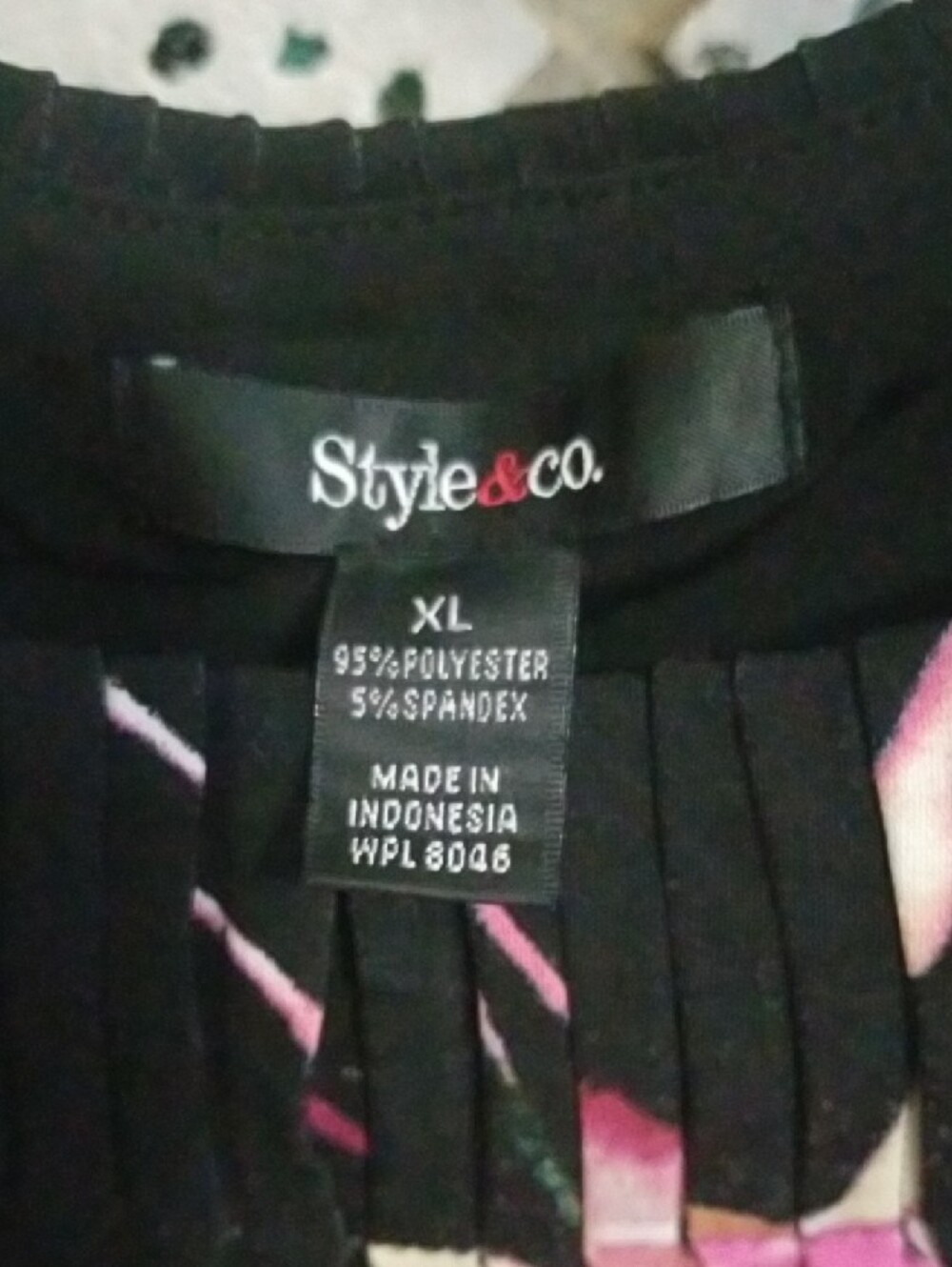 Style & Co. Black Floral-Print Scoop-Neck Blouse with Pink Accents - Picture 2 of 3